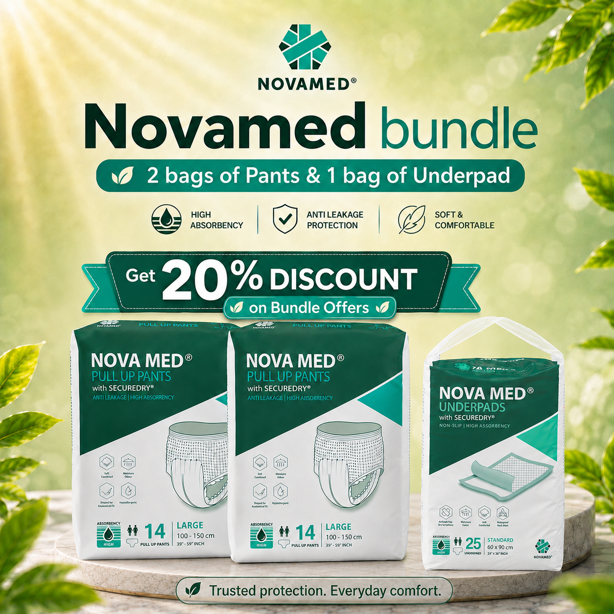 Incontinence Bundle Pull Up Pants and Underpads