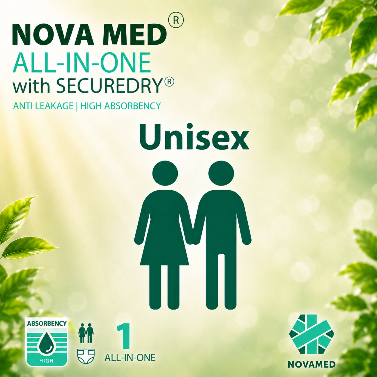 Novamed All in Ones Incontinence Pads, Incontinence Slips, Adult Nappies to Extra Large- A British Brand - Free Sample Pack - Novamed (Europe) ltd