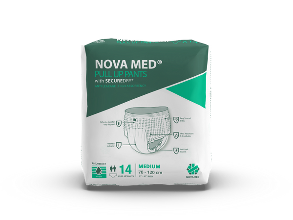 Nova Med pull-up pants packaging on a white background