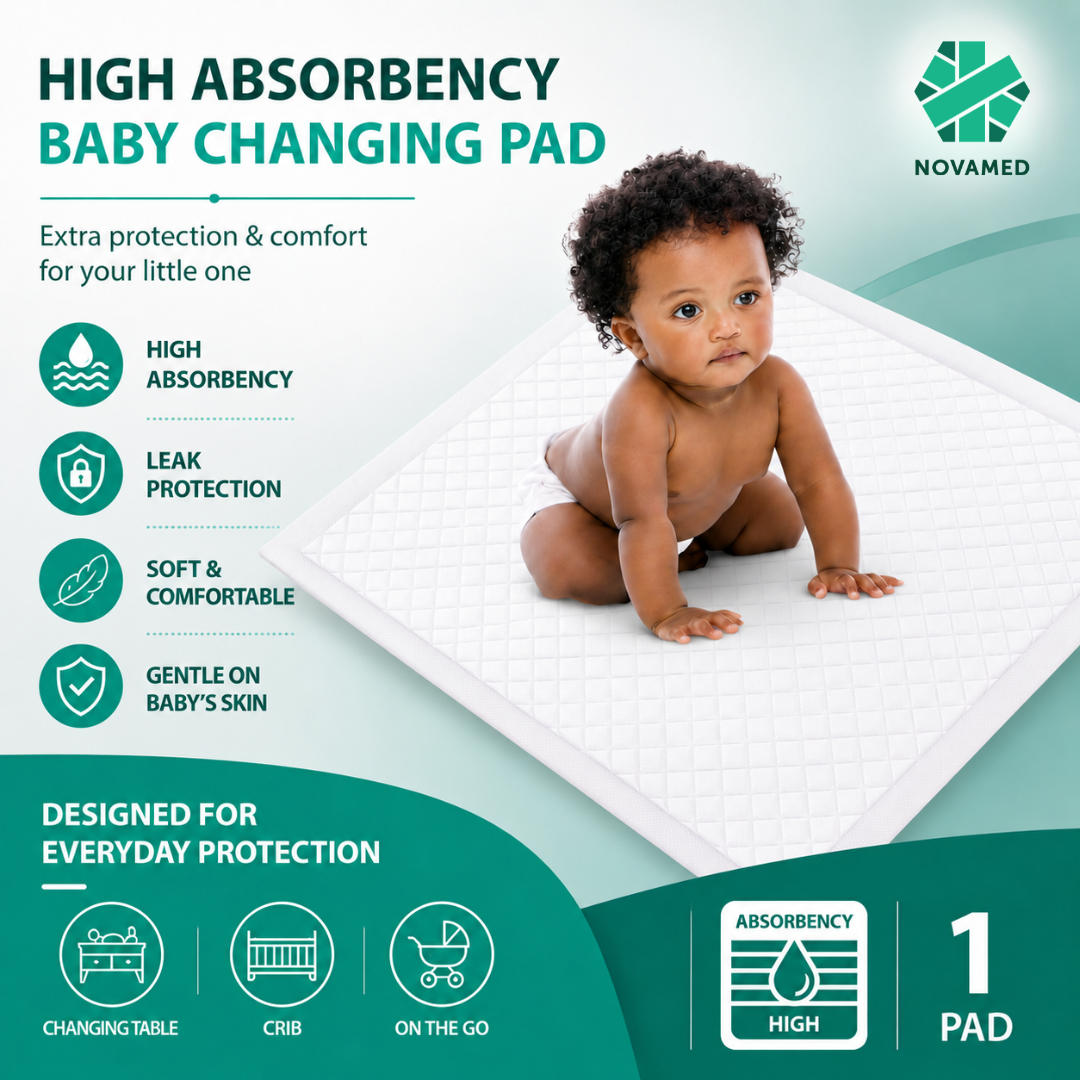 Novamed Incontinence Disposable Bed Pads, Bed Mats, Underpads, Incontinence Pads with Sticky tapes - 60 * 90 cm - 1700-1900ml Absorption - Free sample pack - Novamed (Europe) ltd
