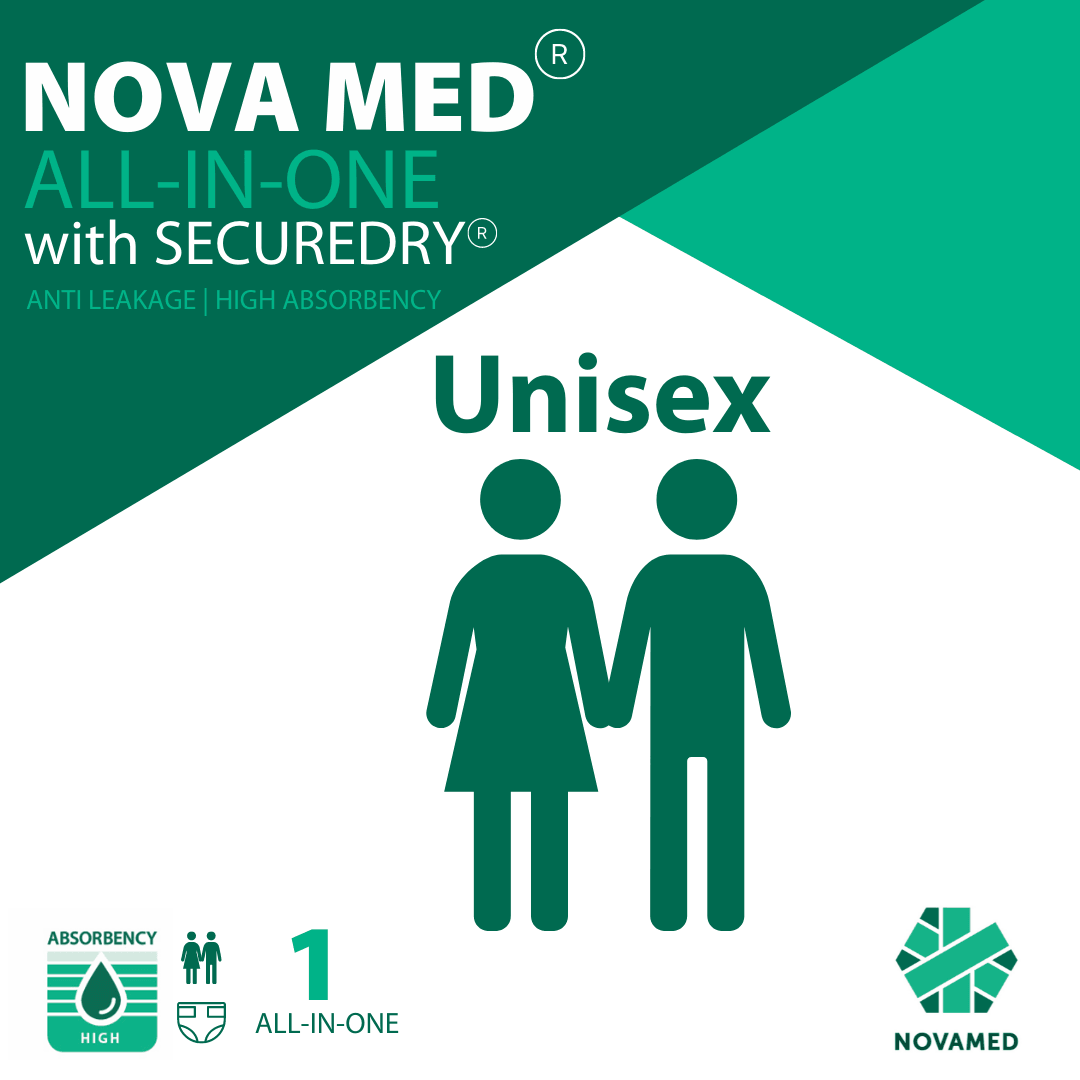 Novamed All in Ones Incontinence Pads, Incontinence Slips, Adult Nappies to Extra Large- A British Brand - Free Sample Pack - Novamed (Europe) ltd