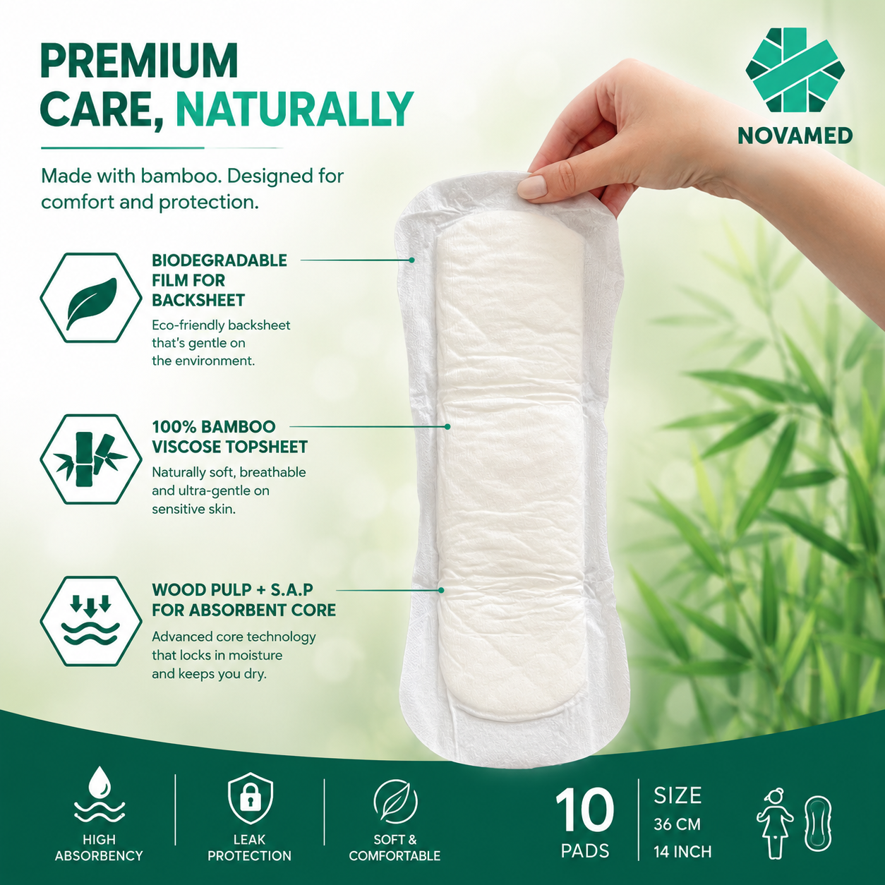 Novamed - Bamboo Light Incontinence Pads - Novamed (Europe) ltd