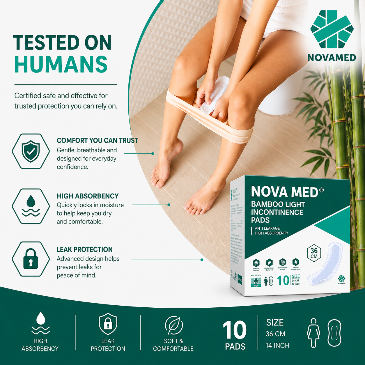 Novamed - Bamboo Light Incontinence Pads - Novamed (Europe) ltd