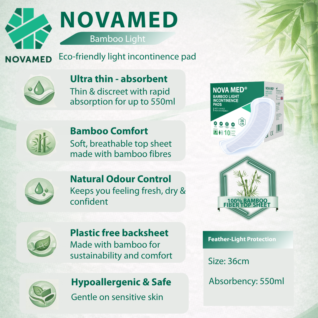 Novamed - Bamboo Light Incontinence Pads Sample (1 Pad) - Novamed (Europe) ltd