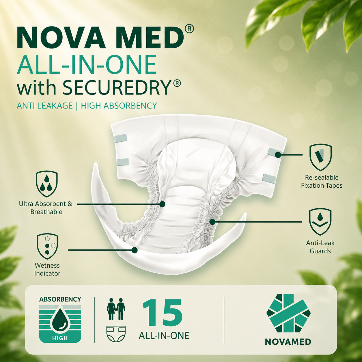 Novamed All-in-one / Adult Nappies / Adult Diapers UK Brand