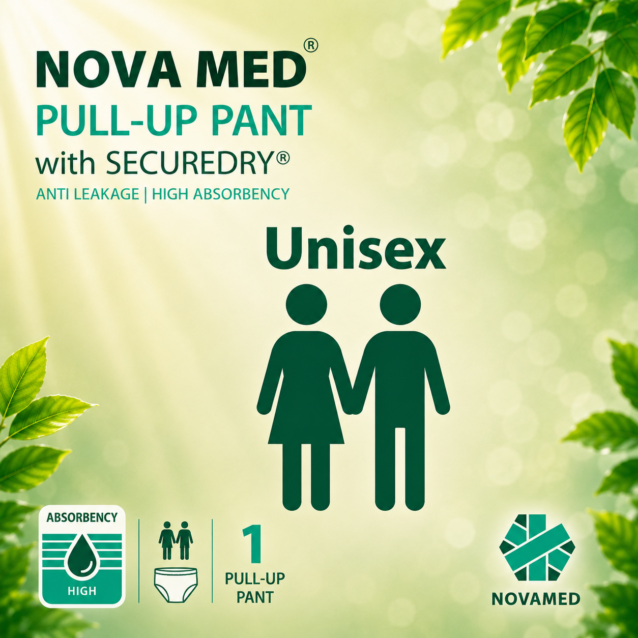 Novamed Incontinence Pants Women & Men, Adult Pull up Pants, Adult Nappies - Size Medium to Extra Large - High Absorbency - A British Brand - Free Sample Pack - Novamed (Europe) ltd