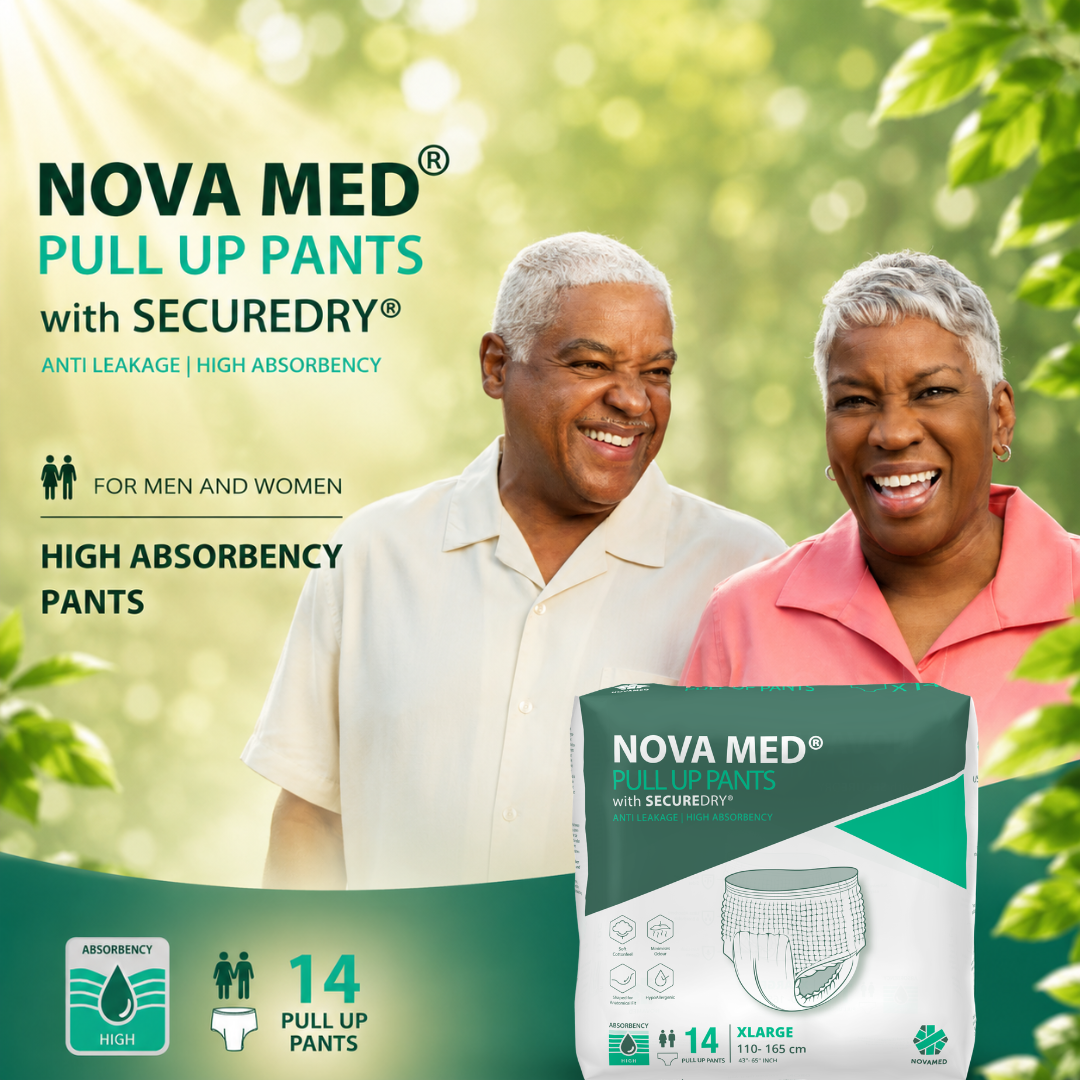 Novamed Incontinence Pants Women & Men, Adult Pull up Pants, Adult Nappies - 14 Pants per Pack - Sizes Medium to Extra Large