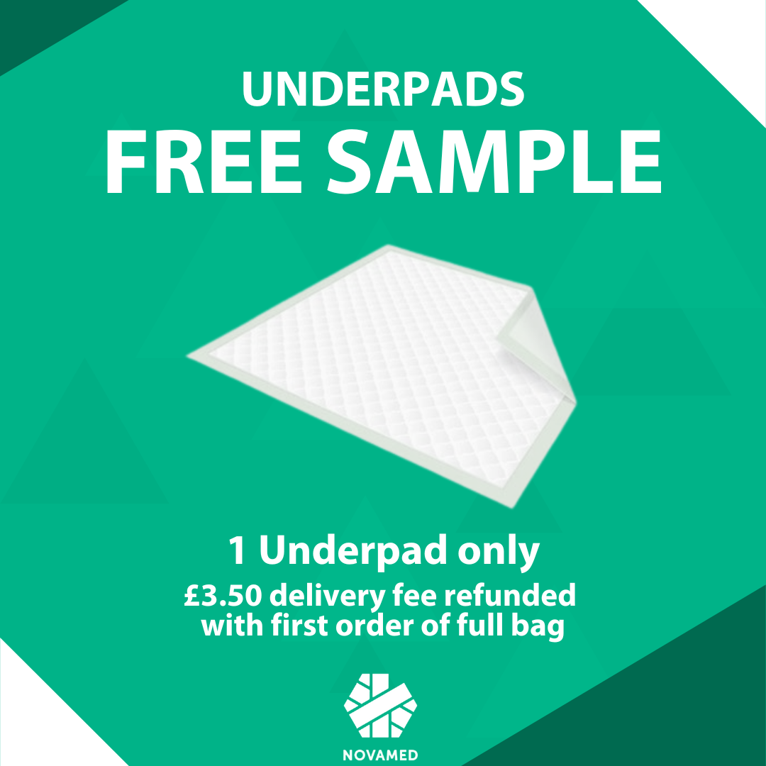 Novamed Incontinence Disposable Bed Pads, Bed Mats, Underpads, Incontinence Pads with Sticky tapes - 60 * 90 cm - 1700-1900ml Absorption - Free sample pack - Novamed (Europe) ltd